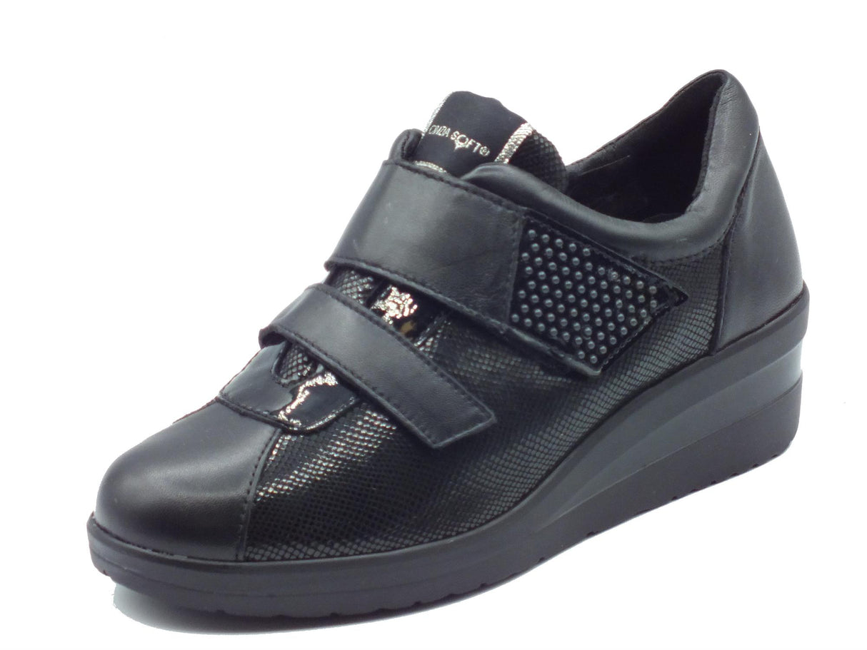 Cinzia Soft Cinzia Soft IV5405A Black Sneakers Confort per Donna in pelle con doppio strappo Black