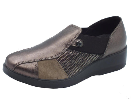 ENVAL Soft ENVAL Soft 6762022 Fio Scam Bronzo Mocassini per Donna in pelle e scamosciato con zeppa bassa Bronzo