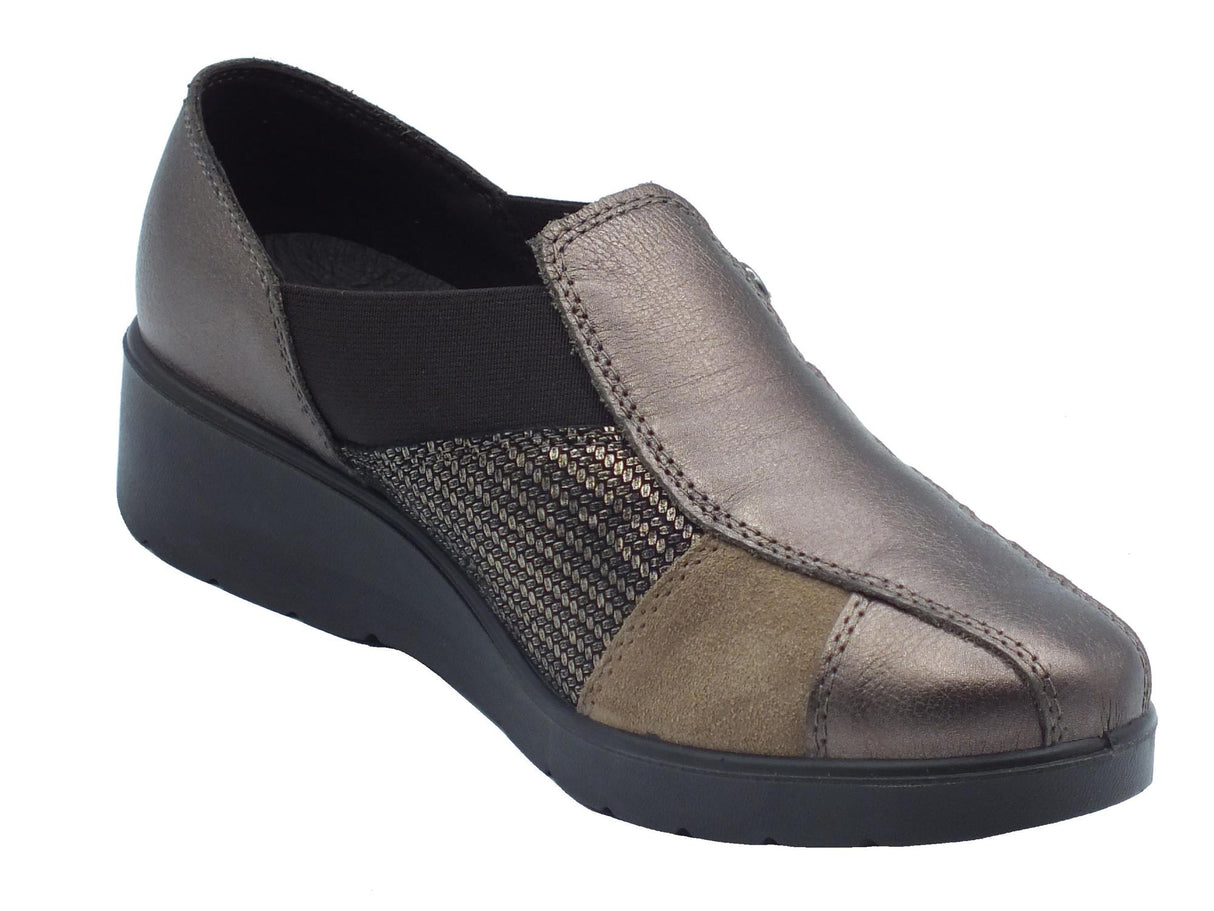 ENVAL Soft ENVAL Soft 6762022 Fio Scam Bronzo Mocassini per Donna in pelle e scamosciato con zeppa bassa Bronzo