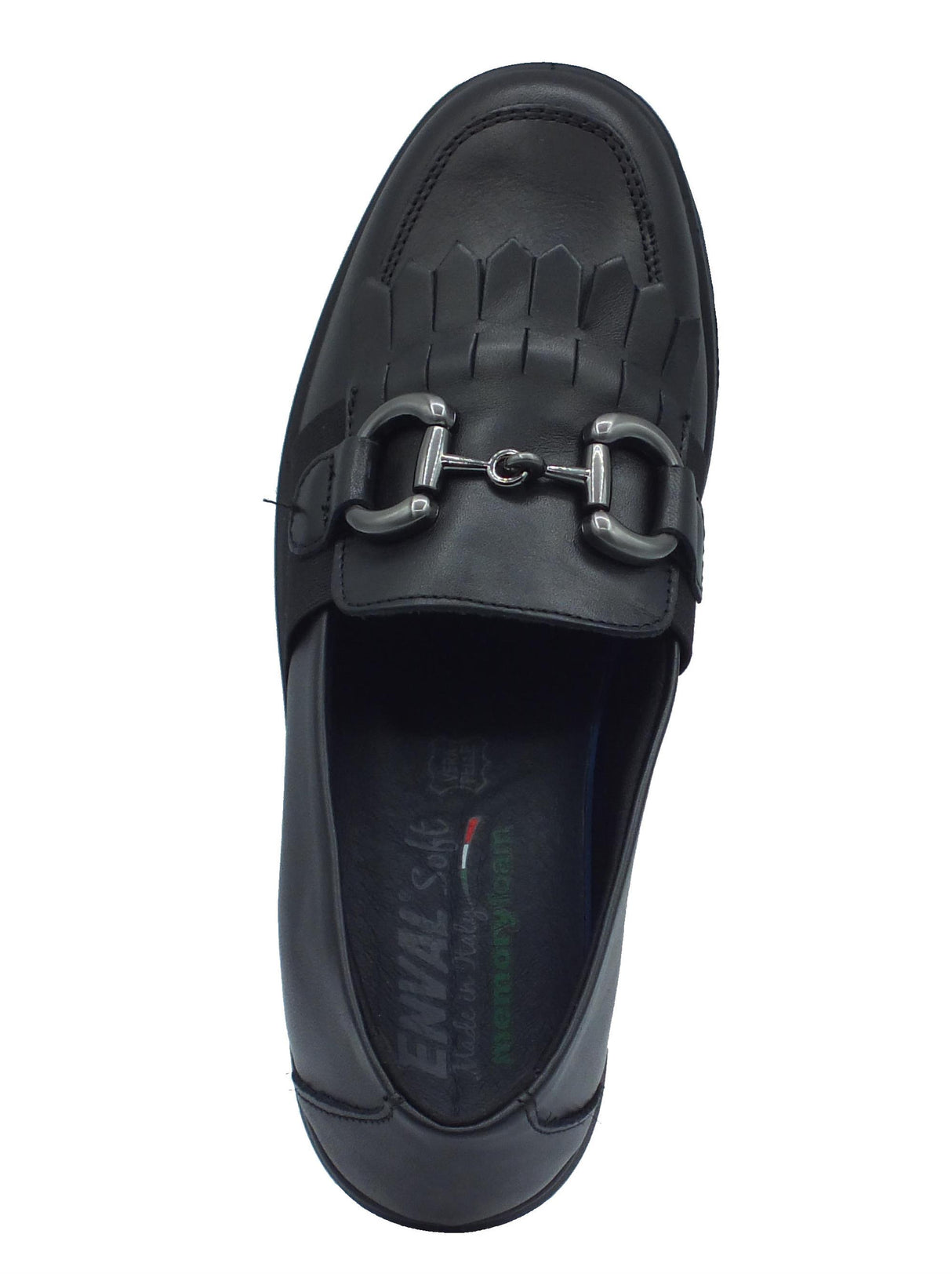 ENVAL Soft ENVAL Soft 6763200 Nappa Soft Nero Mocassini per Donna in pelle con frangie e zeppa media Nero