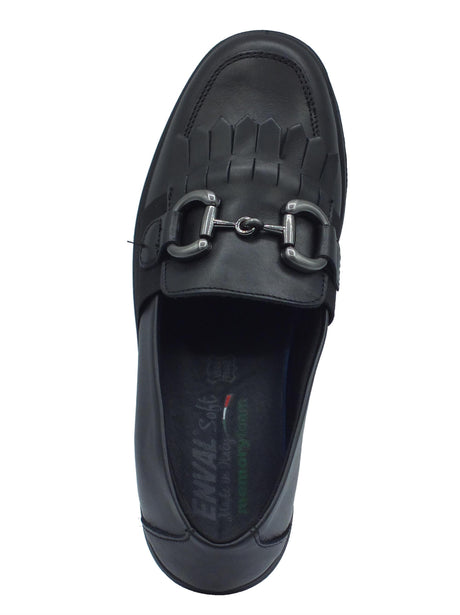 ENVAL Soft ENVAL Soft 6763200 Nappa Soft Nero Mocassini per Donna in pelle con frangie e zeppa media Nero