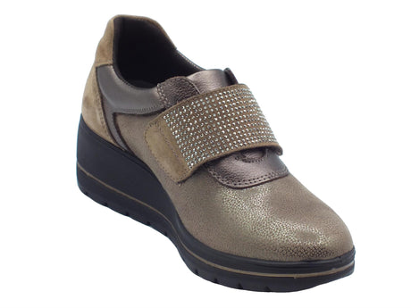 ENVAL Soft ENVAL Soft 6764922 Scam Taupe Sneakers confort con zeppa media per Donna con strappo Taupe