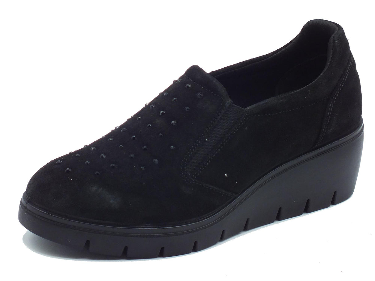 ENVAL Soft ENVAL Soft 6766200 Scam. Super Nero Mocassini per Donna in nabuk con zeppa alta Nero