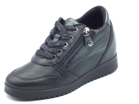 ENVAL Soft ENVAL Soft 6771100 Nappa Nero Sneakers confort con lampo e lacci per Donna in pelle con zeppa bassa Nero