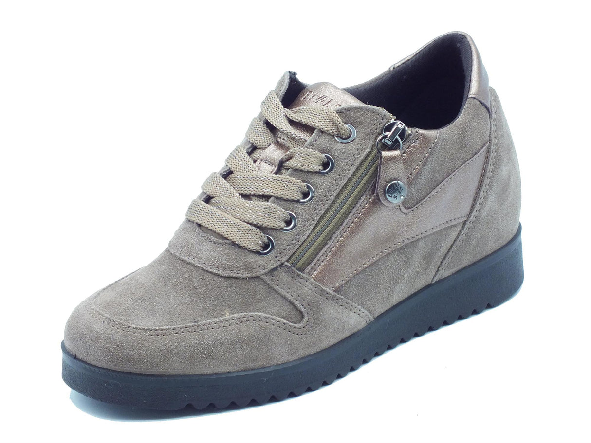 ENVAL Soft ENVAL Soft 6771144 Scam Sup Fango Sneakers confort lampo lacci Donna nabuk satinato con zeppa bassa Fango