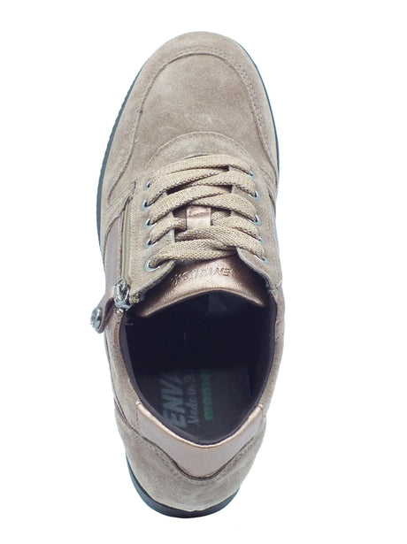 ENVAL Soft ENVAL Soft 6771144 Scam Sup Fango Sneakers confort lampo lacci Donna nabuk satinato con zeppa bassa Fango