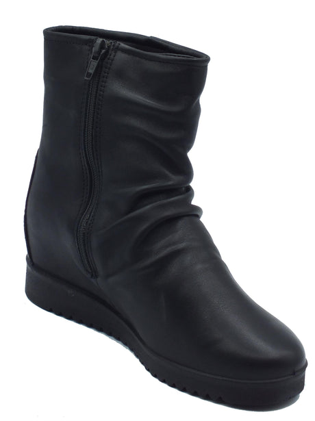 ENVAL Soft ENVAL Soft 6771300 Nappa Nero Tronchetti per Donna in pelle arricciata con lampo Nero