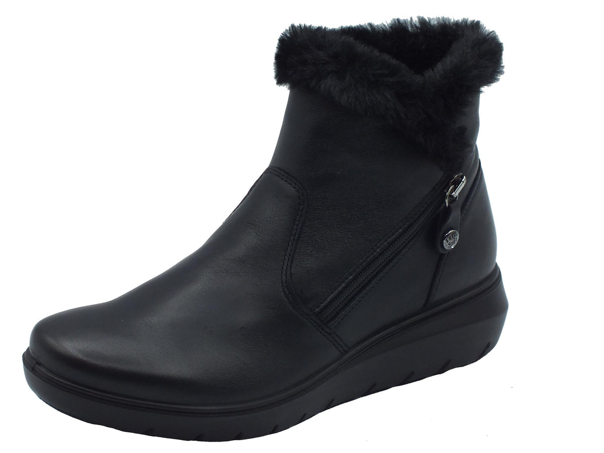 ENVAL Soft ENVAL Soft 6773600 Nappa Nero Tronchetti per Donna in pelle con lampo ed ecopellicciotto Nero
