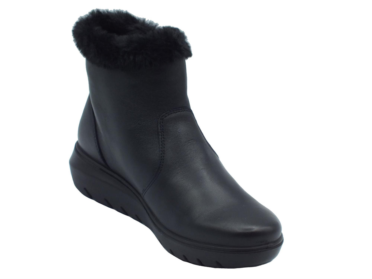 ENVAL Soft ENVAL Soft 6773600 Nappa Nero Tronchetti per Donna in pelle con lampo ed ecopellicciotto Nero