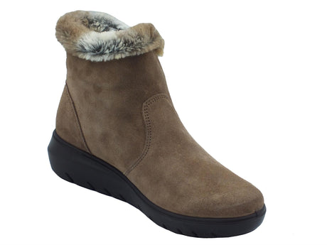 ENVAL Soft ENVAL Soft 6773633 Scam. Fango Tronchetti per Donna in pelle con lampo ed ecopellicciotto Fango