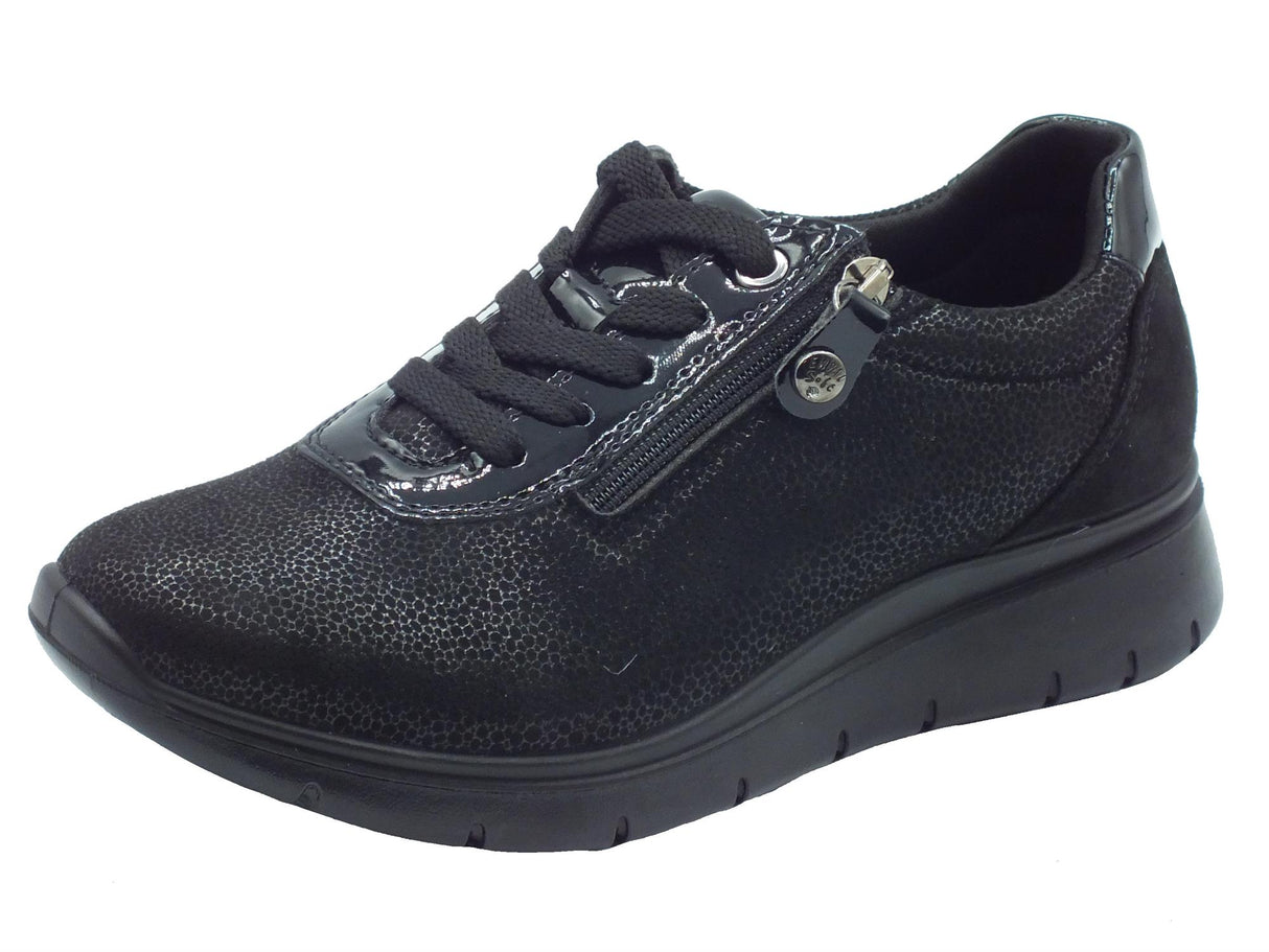 ENVAL Soft ENVAL Soft 6775000 Planet Nero Sneakers confort con zeppa media per Donna con lacci e lampo Nero
