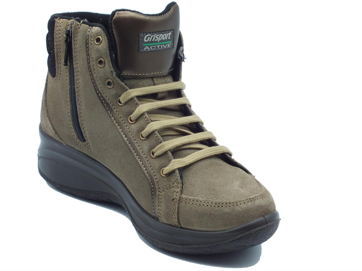 Grisport Grisport 5222VV Fieno Vesuvio Scarponcini Beatles per Donna in nabuk taupe fondo antistatico Fieno Vesuvio