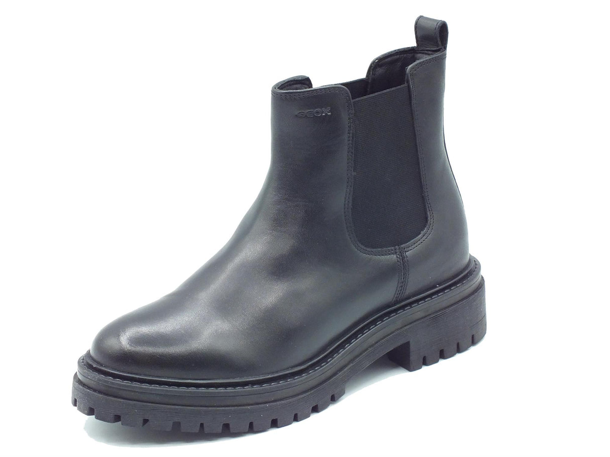 Geox Geox D04HRB Iridea Black Scarponcini beatles per donna in pelle e tessuto nero Black