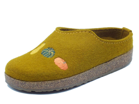 Haflinger Haflinger Grizzly Kurbis 741043 Masala Pantofole Sabot per Donna in lana cotta senape Masala