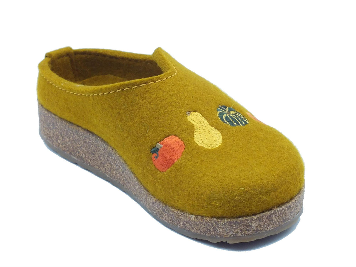 Haflinger Haflinger Grizzly Kurbis 741043 Masala Pantofole Sabot per Donna in lana cotta senape Masala