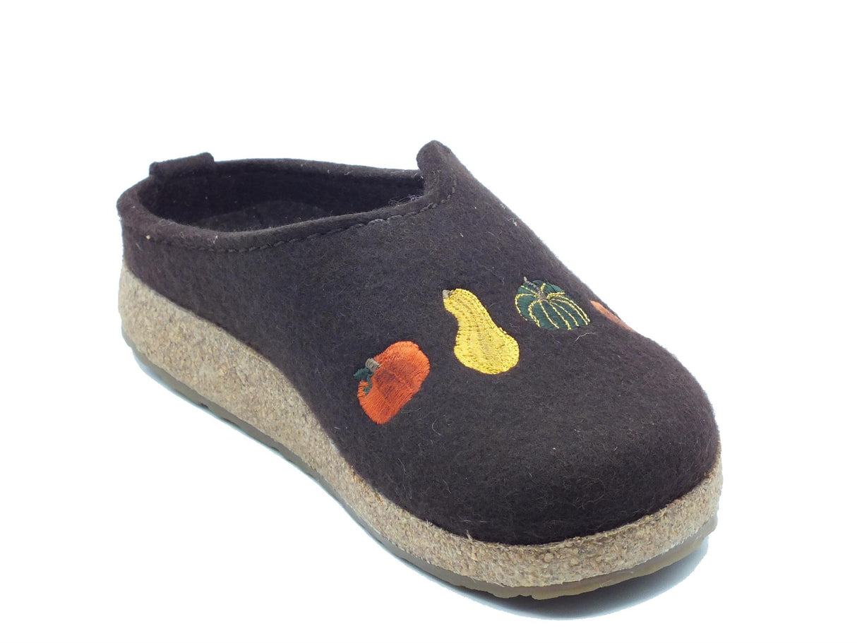 Haflinger Haflinger Grizzly Kurbis 741043 Espresso Pantofole Sabot per Donna in lana cotta testa di moro Espresso