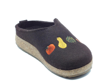Haflinger Haflinger Grizzly Kurbis 741043 Espresso Pantofole Sabot per Donna in lana cotta testa di moro Espresso