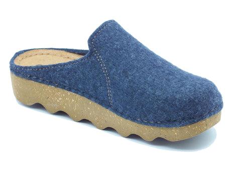InBlu InBlu DK000012 Avio Pantofole per Donna in lana cotta blu con sottopiede in nabuk Avio