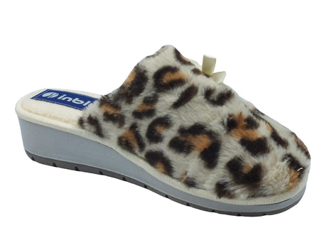 InBlu InBlu GY000022 Naturale Pantofole per Donna in pellicciotto con zeppa bassa Naturale