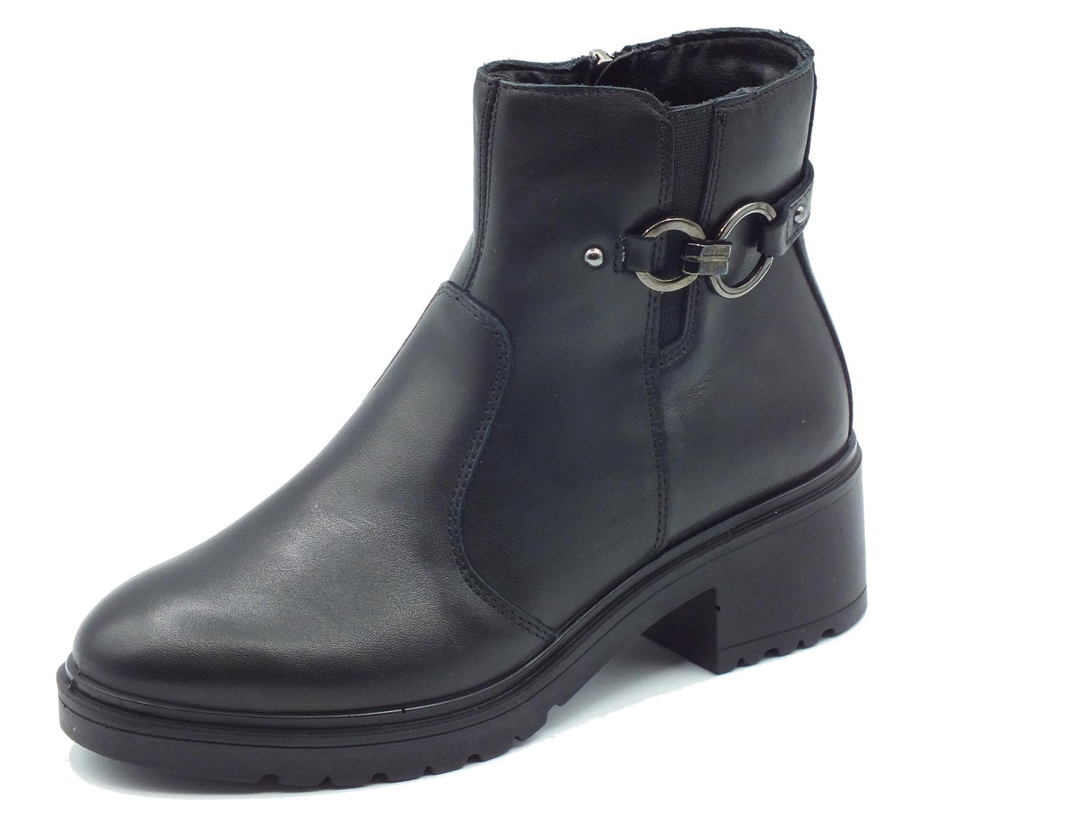 Igi&Co Igi&Co 6651400 Nappa Soft Nero Tronchetti con tacco basso per Donna in pelle con lampo Nero