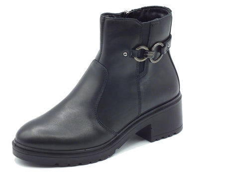 Igi&Co Igi&Co 6651400 Nappa Soft Nero Tronchetti con tacco basso per Donna in pelle con lampo Nero