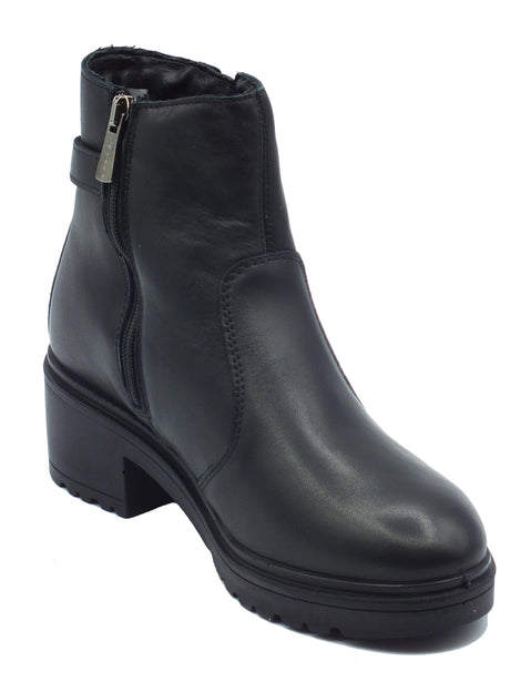 Igi&Co Igi&Co 6651400 Nappa Soft Nero Tronchetti con tacco basso per Donna in pelle con lampo Nero