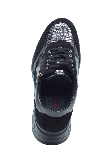 Igi&Co Igi&Co 6655800 Scam. Vitello Nero Sneakers confort con zeppa alta per Donna in pelle e nabuk Nero