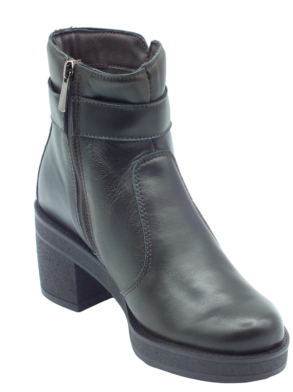 Igi&Co Igi&Co 6660311 Capra Fidelio Castagno Tronchetti con tacco medio per Donna in pelle testa di moro Castagno