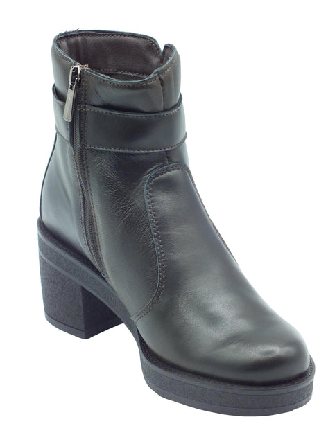 Igi&Co Igi&Co 6660311 Capra Fidelio Castagno Tronchetti con tacco medio per Donna in pelle testa di moro Castagno