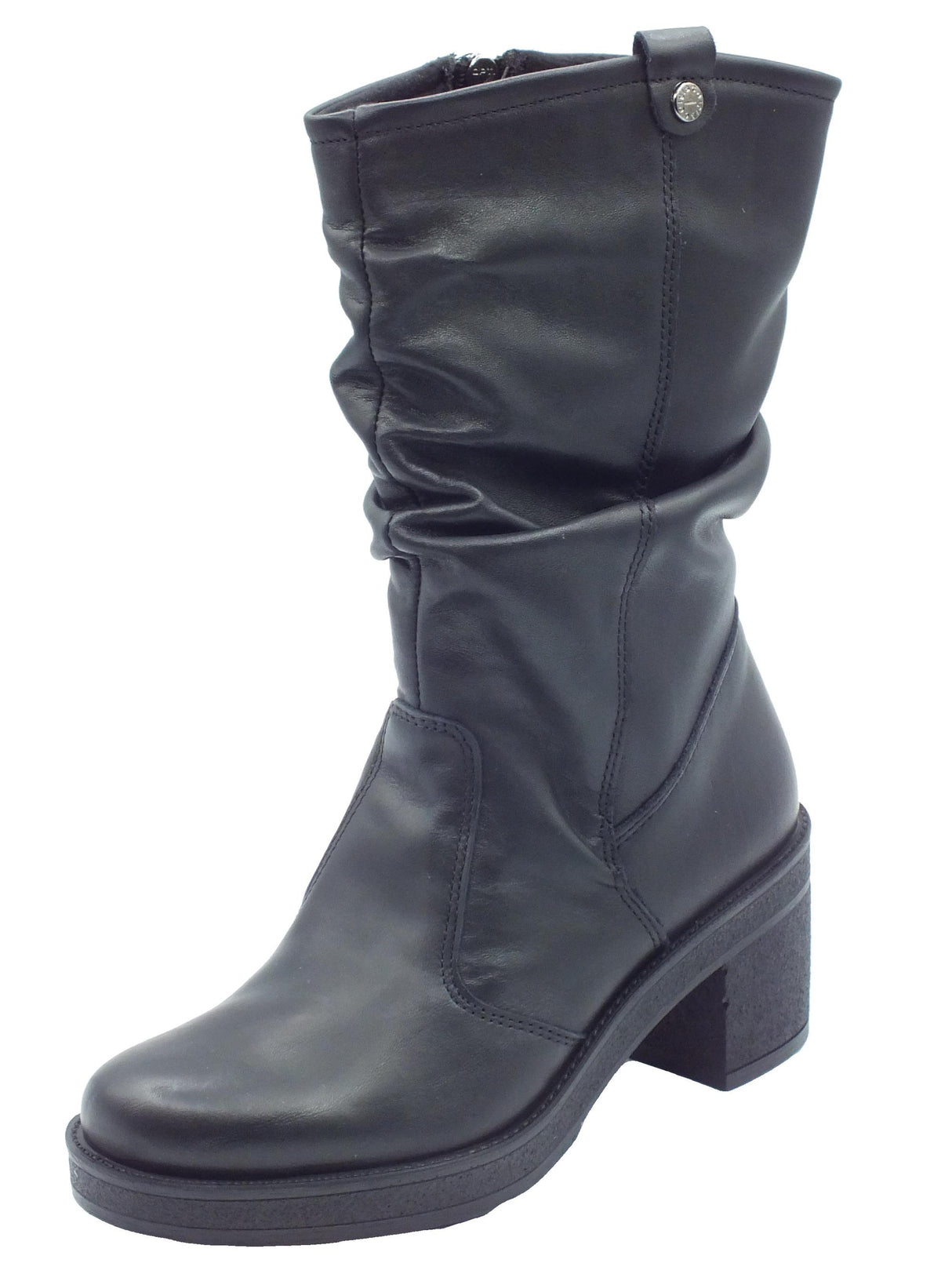 Igi&Co Igi&Co 6660400 Nappa Soft Nero Tronchetti accollati con tacco medio per Donna in pelle Nero