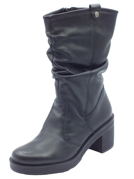 Igi&Co Igi&Co 6660400 Nappa Soft Nero Tronchetti accollati con tacco medio per Donna in pelle Nero