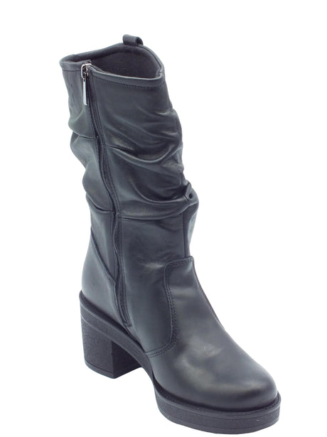 Igi&Co Igi&Co 6660400 Nappa Soft Nero Tronchetti accollati con tacco medio per Donna in pelle Nero