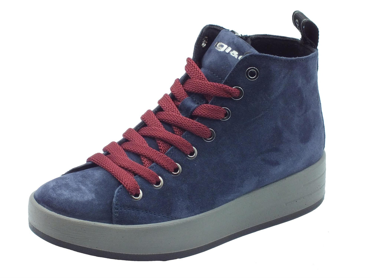 Igi&Co Igi&Co 6668200 Scam. Super Oceano Sneakers sportive con zeppa bassa per Donna in nabuk blu Oceano
