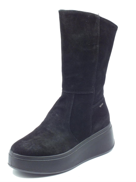 Igi&Co Igi&Co 6672100 Scam. Superior Nero Tronchetti accollati con zeppa media per Donna in nabuk Nero