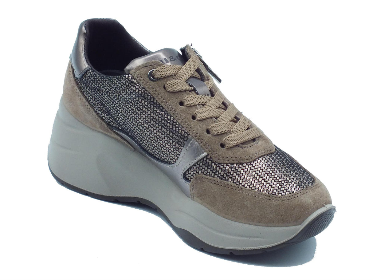 Igi&Co Igi&Co 6676722 Scam Max Fango Sneakers confort per Donna in nabuk fango con lampo e lacci Fango