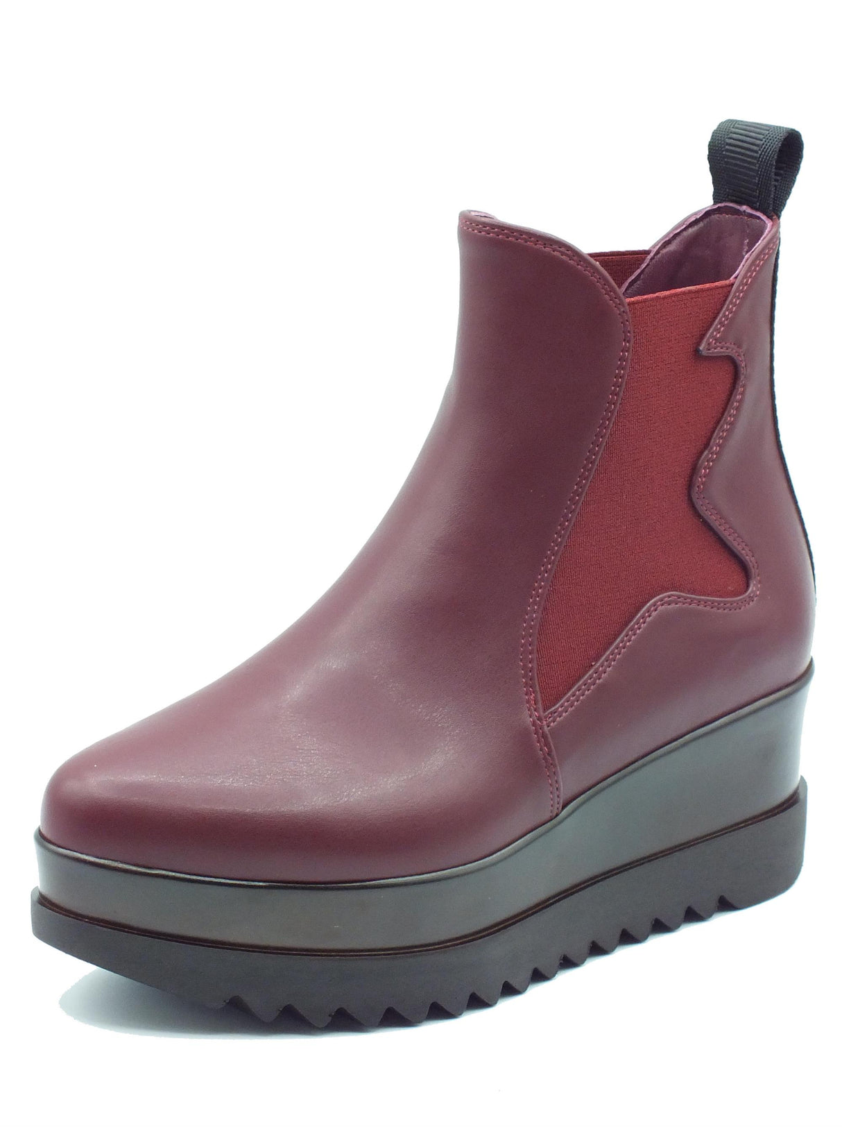 Lorenzo Mari Lorenzo Mari Clea Nappa Bordò Tronchetti in ecopelle nero con zeppa alta e doppio elastico Bordò