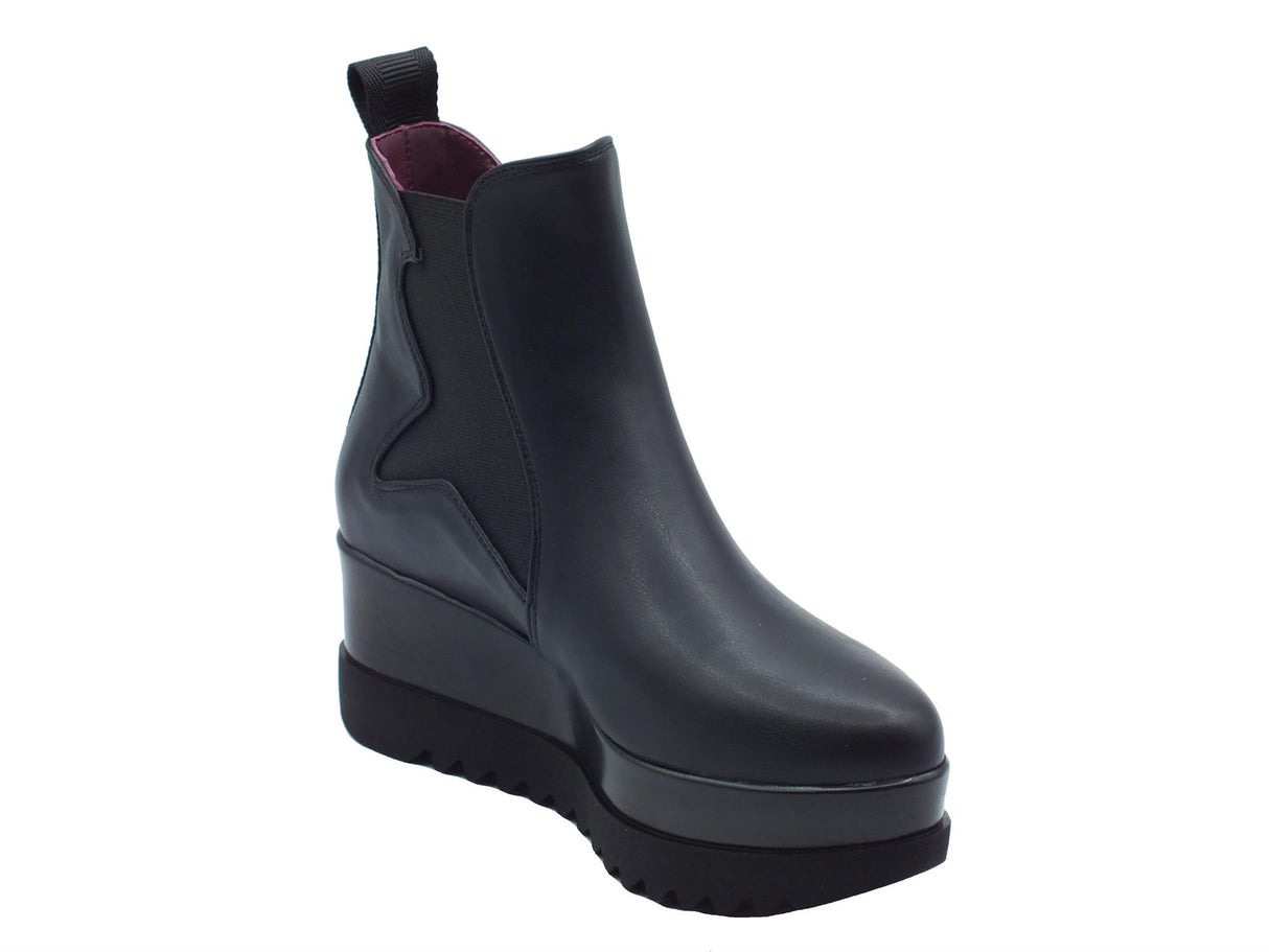 Lorenzo Mari Lorenzo Mari Clea Nappa Nero Tronchetti in ecopelle nero con zeppa alta e doppio elastico Nero