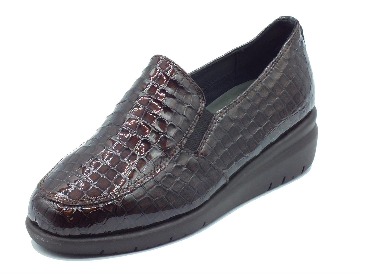 Melluso Melluso K55234W Dark Brown Mocassini per Donna in pelle verniciata lavorazione cocco Dark Brown