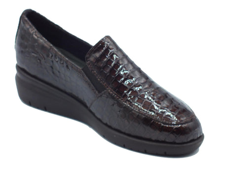 Melluso Melluso K55234W Dark Brown Mocassini per Donna in pelle verniciata lavorazione cocco Dark Brown