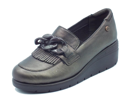 Melluso Melluso K55272W Cocoa Mocassini per Donna in pelle piombo con zeppa alta Cocoa