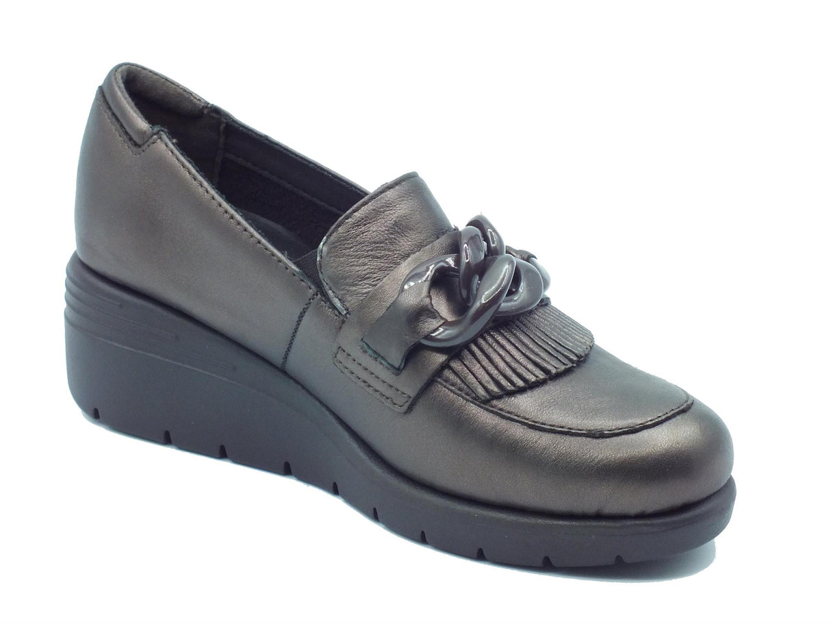Melluso Melluso K55272W Cocoa Mocassini per Donna in pelle piombo con zeppa alta Cocoa