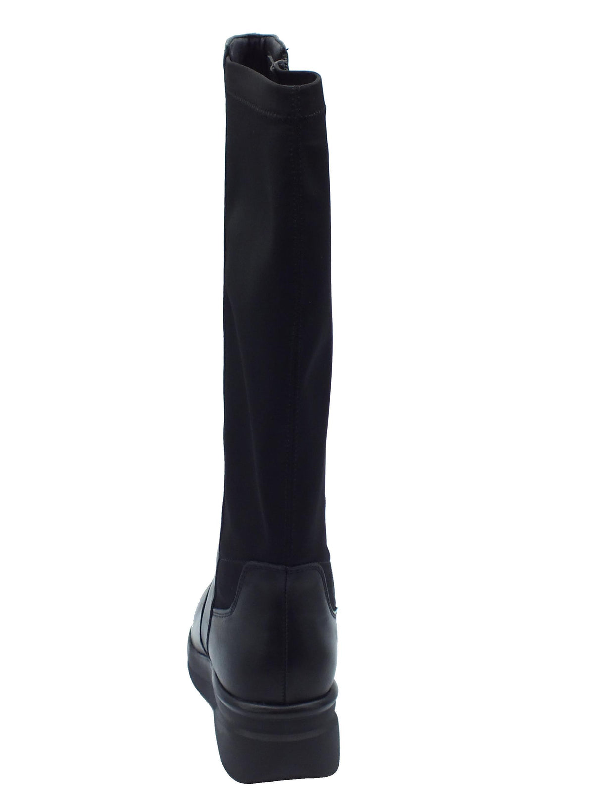 Melluso Melluso K55443 Nero Stivali con zeppa bassa per Donna in pelle e tessuto elasticizzato Nero