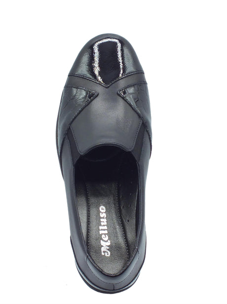 Melluso Melluso K91617W Nero Mocassini comfort per Donna in pelle e vernice con zeppa media Nero