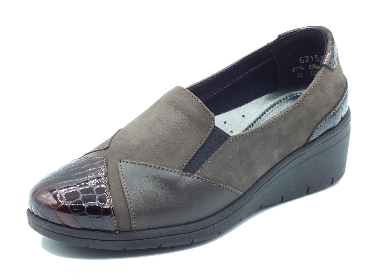 Melluso Melluso K91617W Brown Mocassini comfort per Donna in nabuk e vernice marrone zeppa media Brown