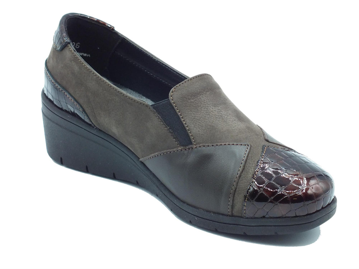 Melluso Melluso K91617W Brown Mocassini comfort per Donna in nabuk e vernice marrone zeppa media Brown