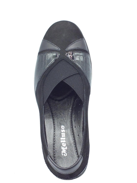 Melluso Melluso K91633 Nabuk Nero Mocassini comfort per Donna in nabuk con zeppa alta Nero
