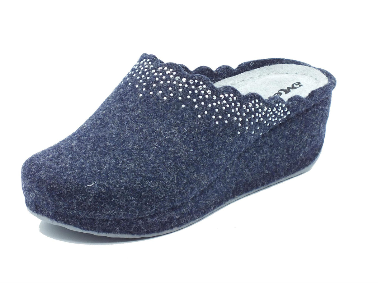Melluso Melluso Q61088 Blu Pantofole per Donna in lana cotta sottopiede in memory Blu