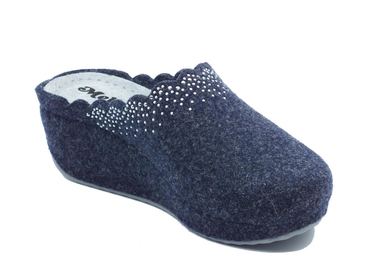 Melluso Melluso Q61088 Blu Pantofole per Donna in lana cotta sottopiede in memory Blu