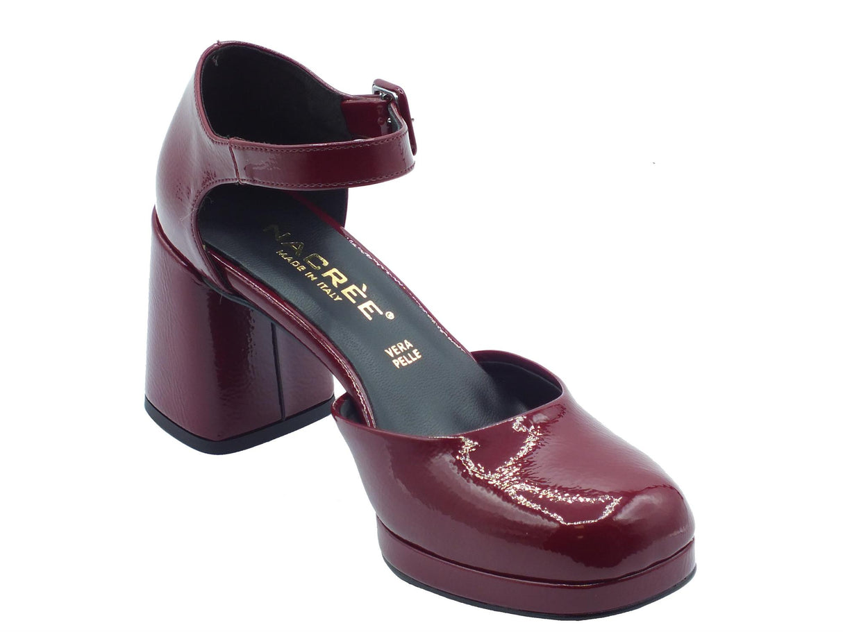 Nacrèe Nacrèe 2559003 Napl Bordò Decoltè con cinturino per Donna in vernice tacco alto Bordò