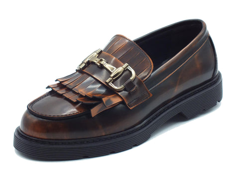 Nacrèe Nacrèe Astry028 Brush Cuoio Mocassini classici per Donna tacco basso e frangie Cuoio